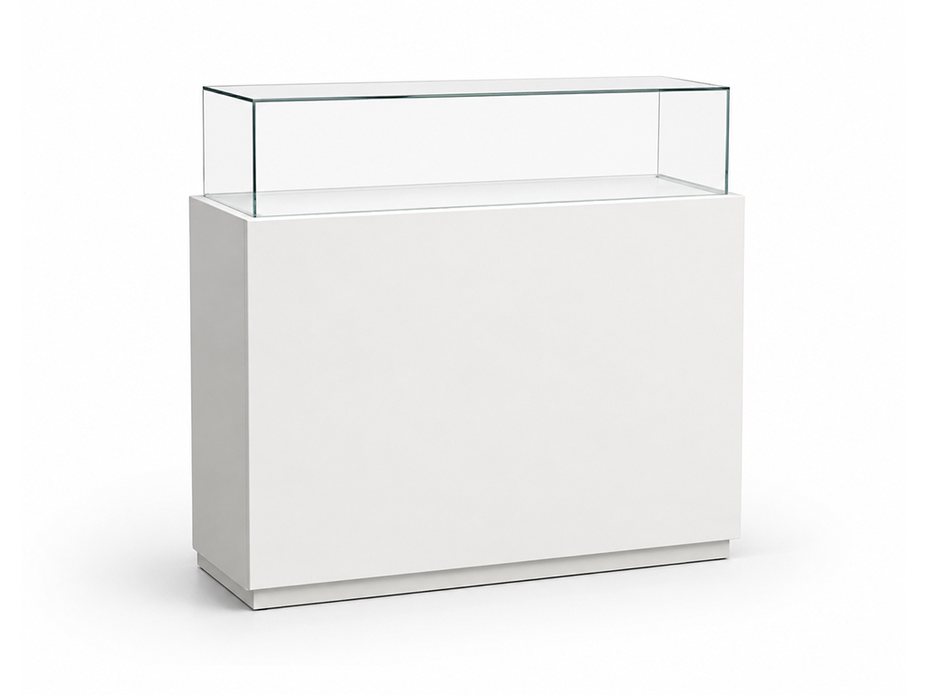 Bellevue | Vitrine basse, blanche | L102xP50xH108cm