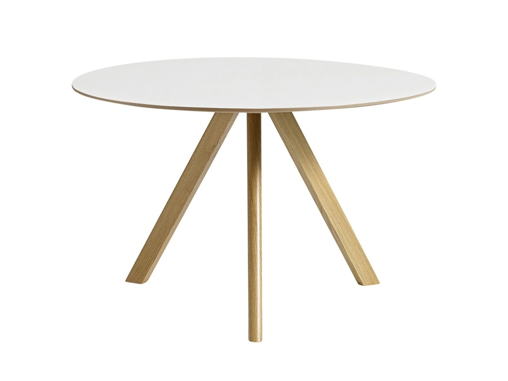 Carouge | Table basse ronde en bois blanc, pieds bois