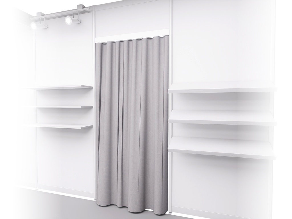Rideau gris clair L100xH200cm & Attique blanc