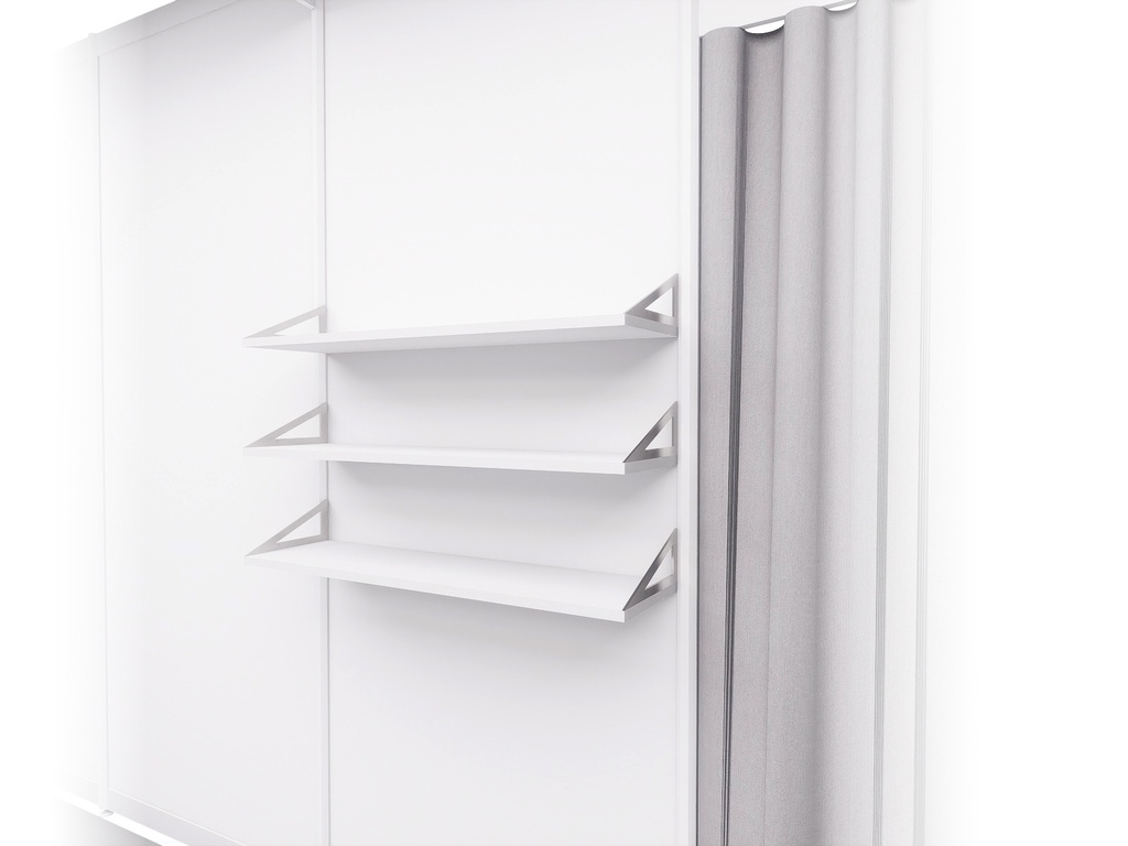 Set of 3 horizontal shelves L100xD30cm fixed to the wall