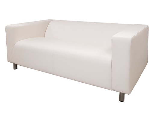 Savagnier | 2 seats couch in white artifical leather | L180xP85xH45/70cm