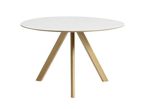 Carouge | Table basse ronde en bois blanc, pieds bois